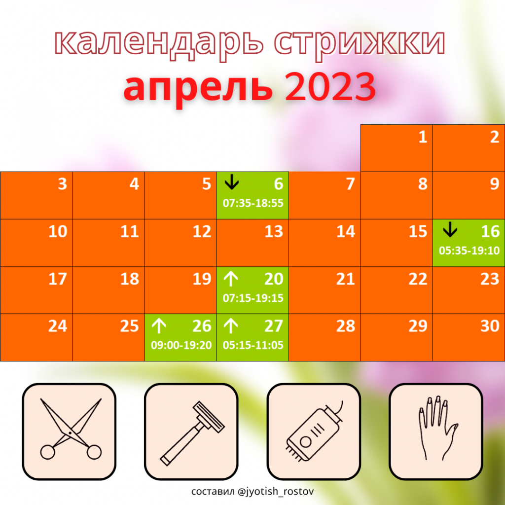 Календарь стрижек на апрель 2024