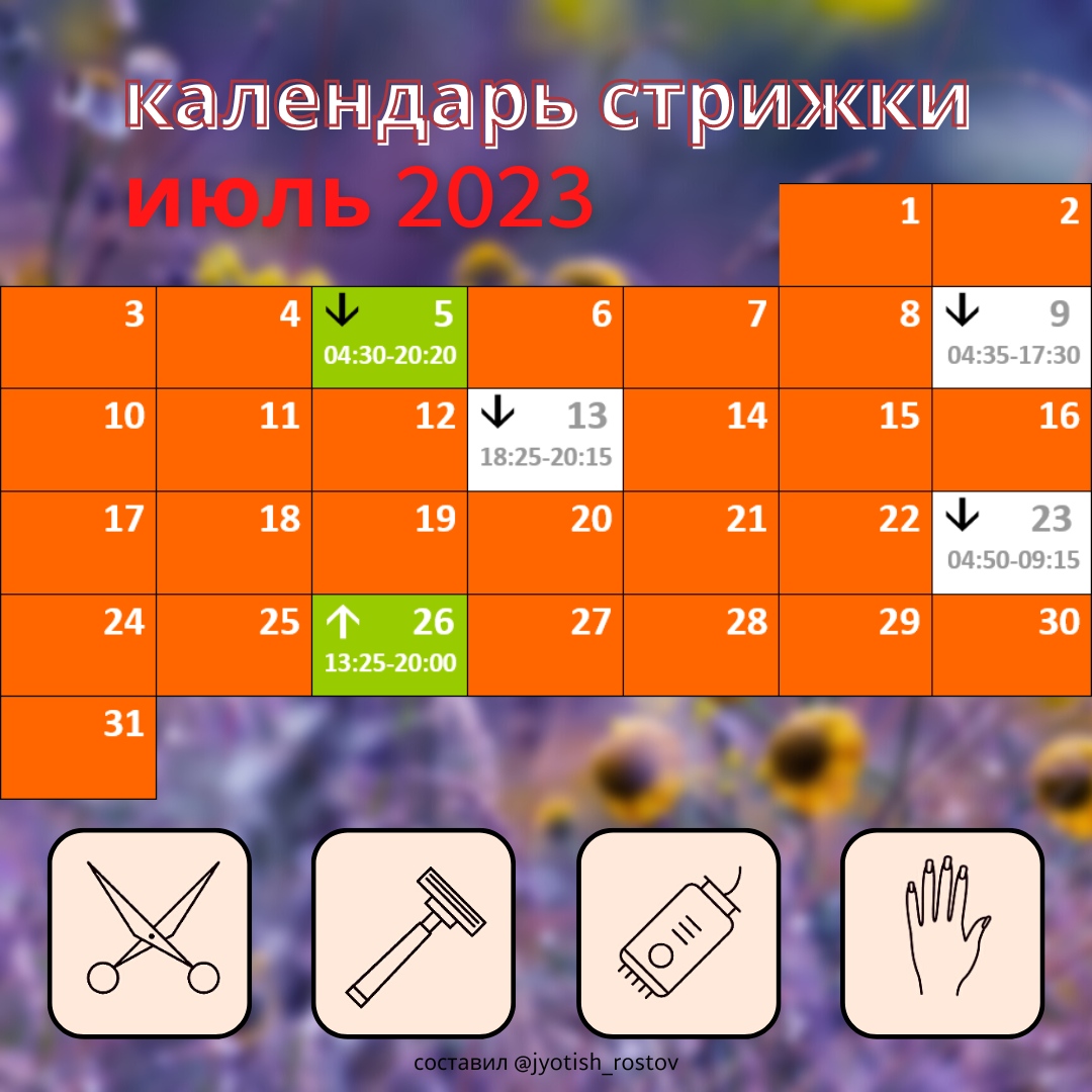 Стрижка в июле 2023 благоприятные дни.